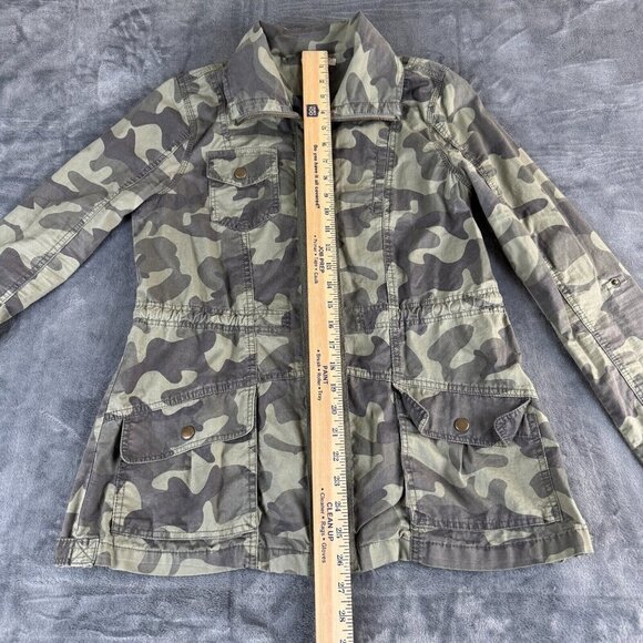 MIAMI Womens Jacket Size Small Green Camo Safari Anorak Zip Front - Picture 3 of 9